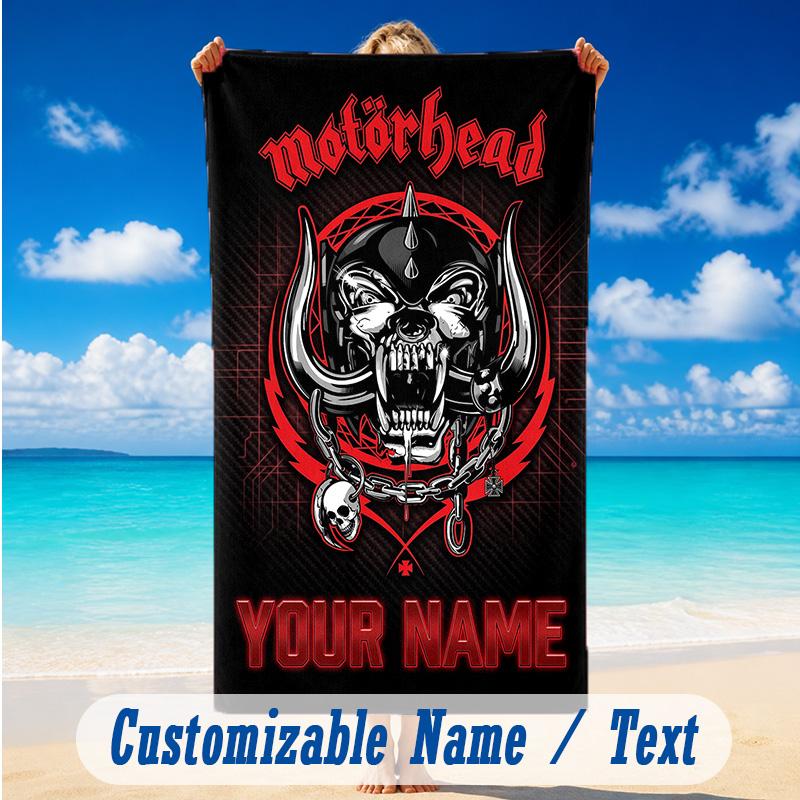 Beach Towel Custom Name Text, Quick Dry Large Towel For Beach HomeMotorhead