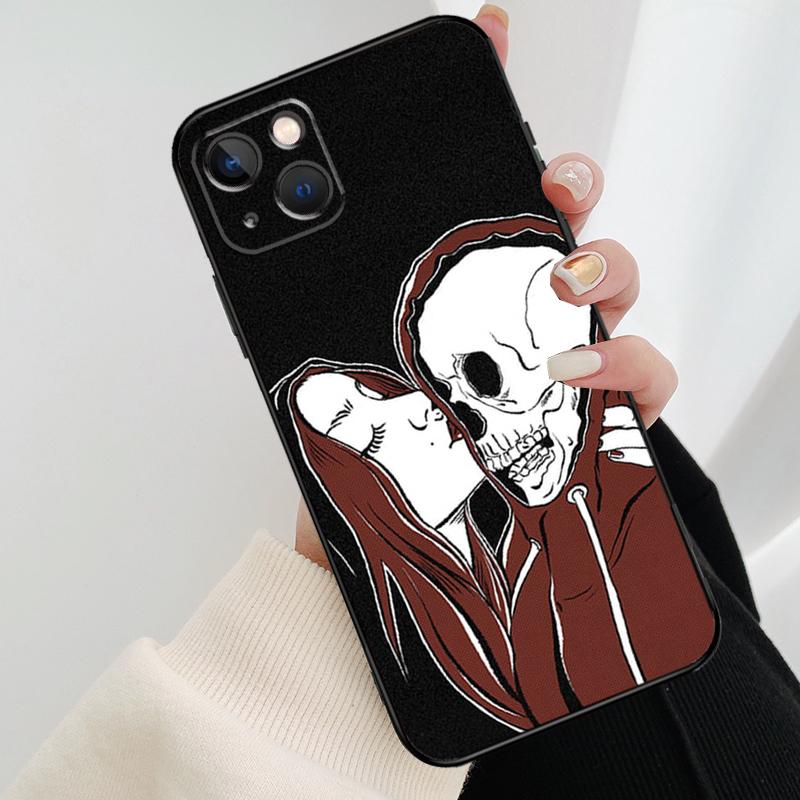 Skeleton Skull Kiss Phone Case For iPhone 17 Pro Max 14 13 12 11 15 16 Pro Max Mini 15 16 Plus 16e 17 Air Cover