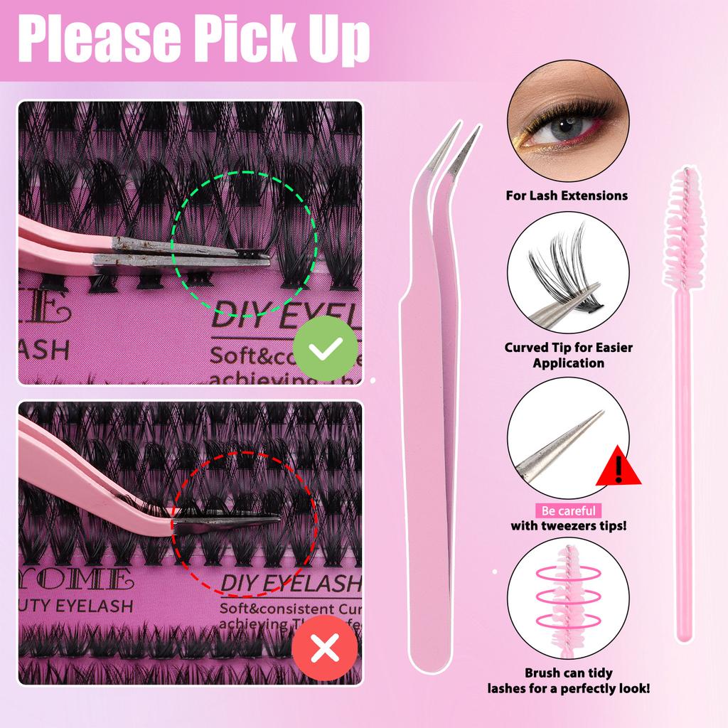 800 Clusters Of Single-Cluster False Eyelashes 9-16Mmdiy Segmented Natural Dense D-Curve Self-Grafting
