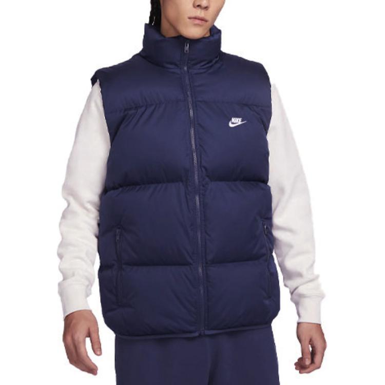 Nike Men's Logo Stand Collar Puffer Vest Navy Blue FB7374-410