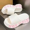 New Fashion EVA Platform Slippers for Women 2025 Summer Letter Print Wedge Heel Sandals Woman Thick Bottom Non Slip Beach Slides