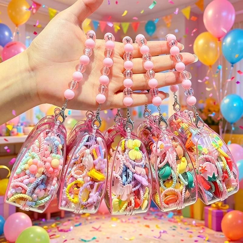Cute Cartoon Hair Ropes Sweet High Elastic Rubber Bands Headwear With Handheld Box Bow Hair Ties For Kids