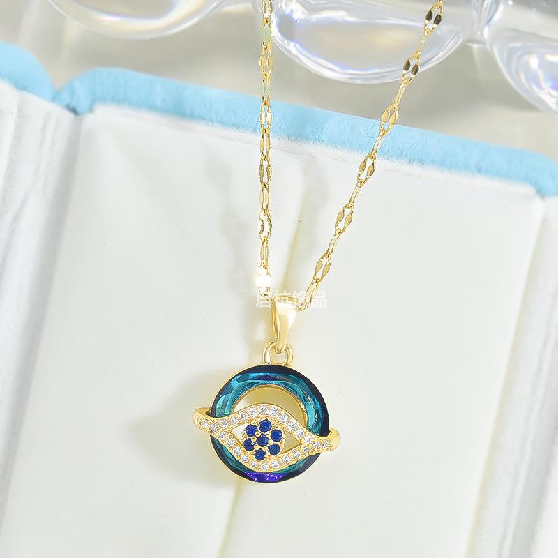 

Ожерелье «Глаз дьявола» Женское Премиальное Личность Универсальное Круглое Подвеска-украшение с синим глазом