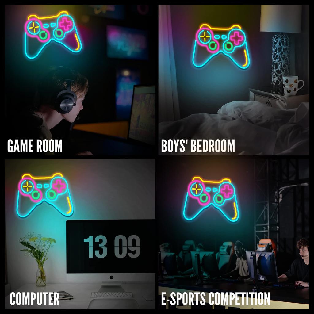 Game Controller Neon Sign, Gamepad Shape LED Neon Lights for Gaming Room Wall Art Decor Led Night Lights for Boys Gamer Teen