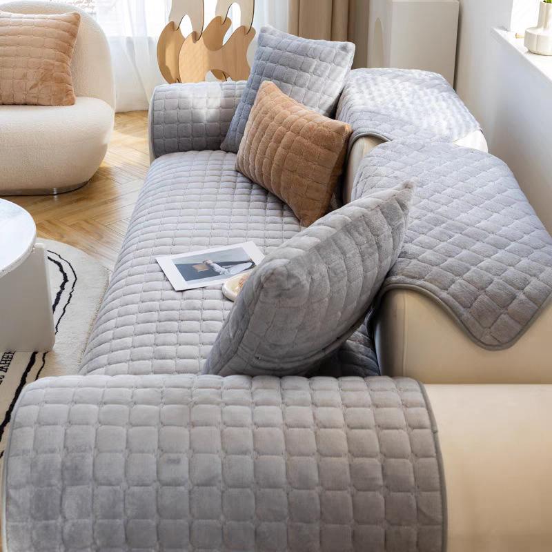 Flannel Practical Sofa Cushion, Simple and Fashionable Plush Cushion, Thickened Flannel Sofa Towel for All Seasons