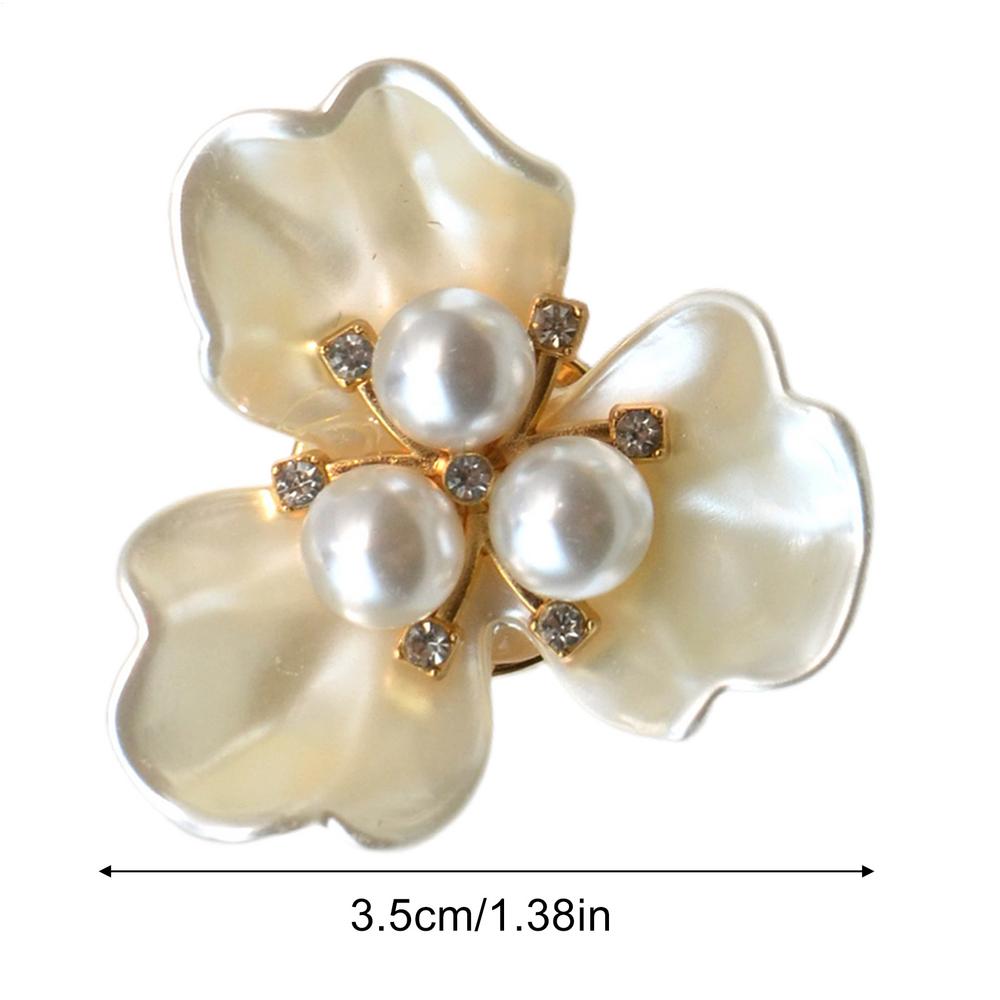 Women Shirt Rhinestone Button Covers Flower-Shaped Pearl Brooches Fashion Woman Cufflink Shirt Decorations For DIY Enthusiasts белый