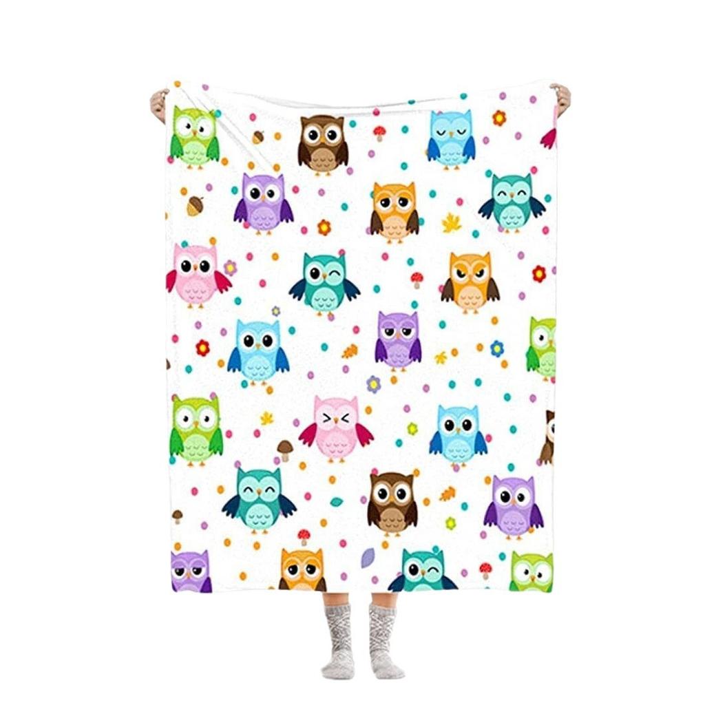Cartoon Owl Flannel Blanket Cute Blanket Air Conditioning Blanket Nap Blanket Flannel Blanket