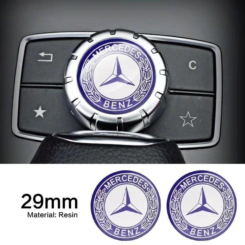 Bqfmlj1 Hot 2026 New Car for Mercedes Benz AMG 1pcs 29mm Car Small Media Control Sticker For Mercedes Benz A C E R M Class CLA GLA AMG W