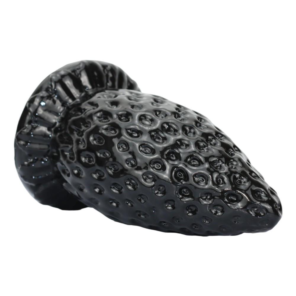 Black 11cm Extra-Large Strawberry Anal Plug, Extra-Thick Male Toy