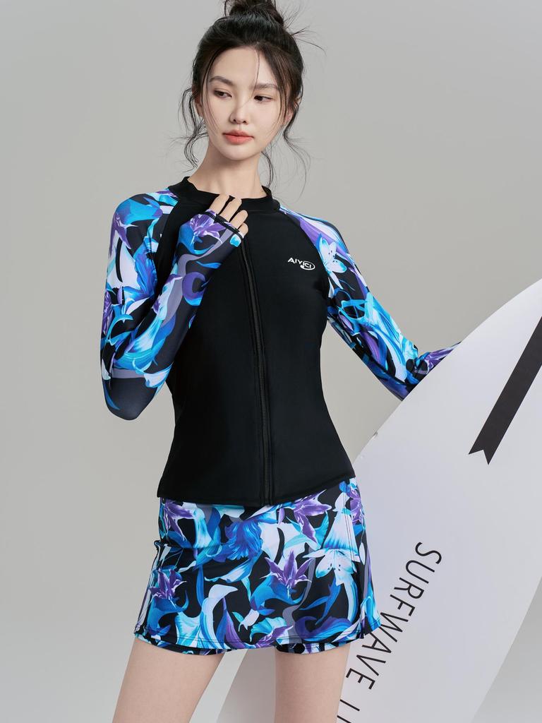 Women’s Two-Piece Slimming Wetsuit Swimsuit with Sun Protection – Plus Size Jellyfish Surf & Snorkel Beachwear