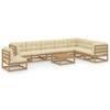Day and Night - Day and Night Garden Furniture Set 9 Pcs Honey Brown Pine Wood Cushions