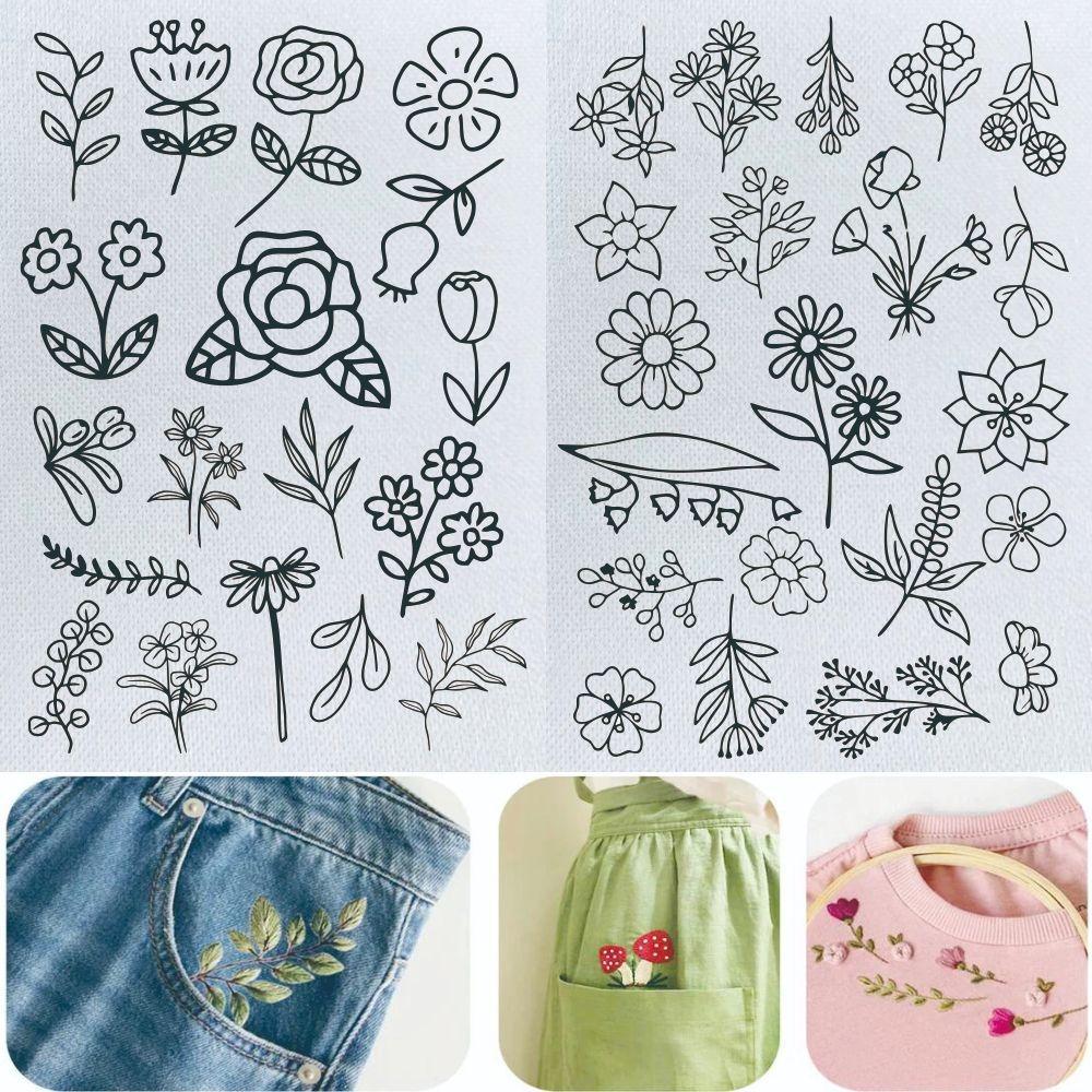 2 Blätter Handgemachte Stickerei Stich Stickpapier DIY Handnähen Stabilisatoren Anfänger