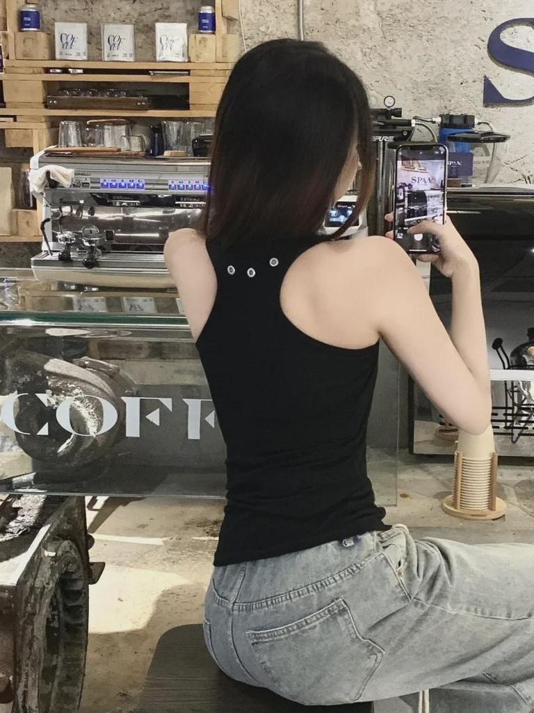 Women's Cotton I-Shaped Sleeveless Sports Vest - Slim, Versatile & Beautiful Back Design for Summer.