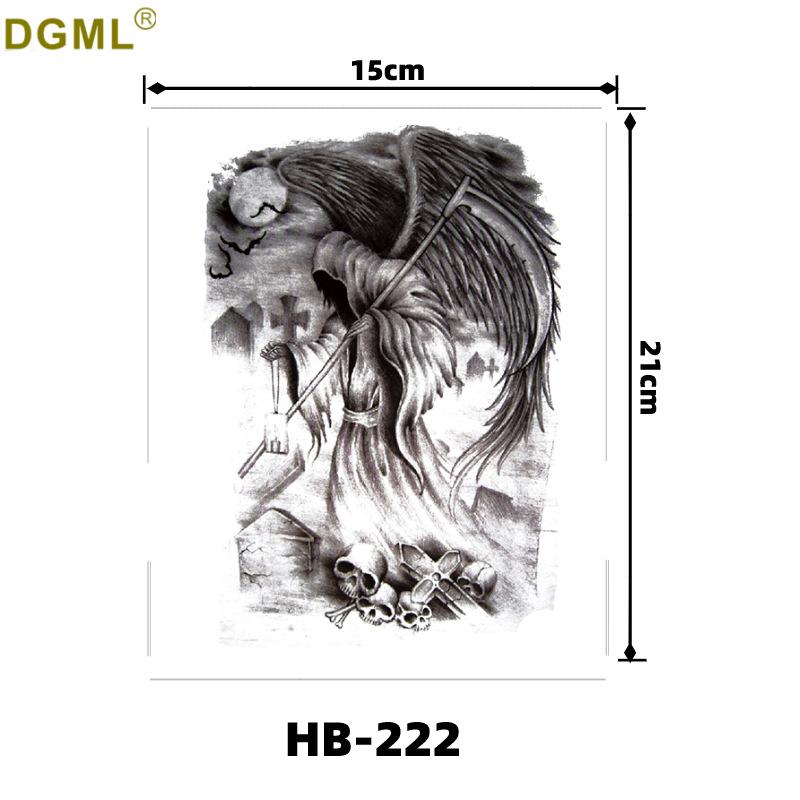 Waterproof Full/Half Arm Black Flower Tattoo Sticker: Long-lasting, Creative Dark Style 21x14.8 cm