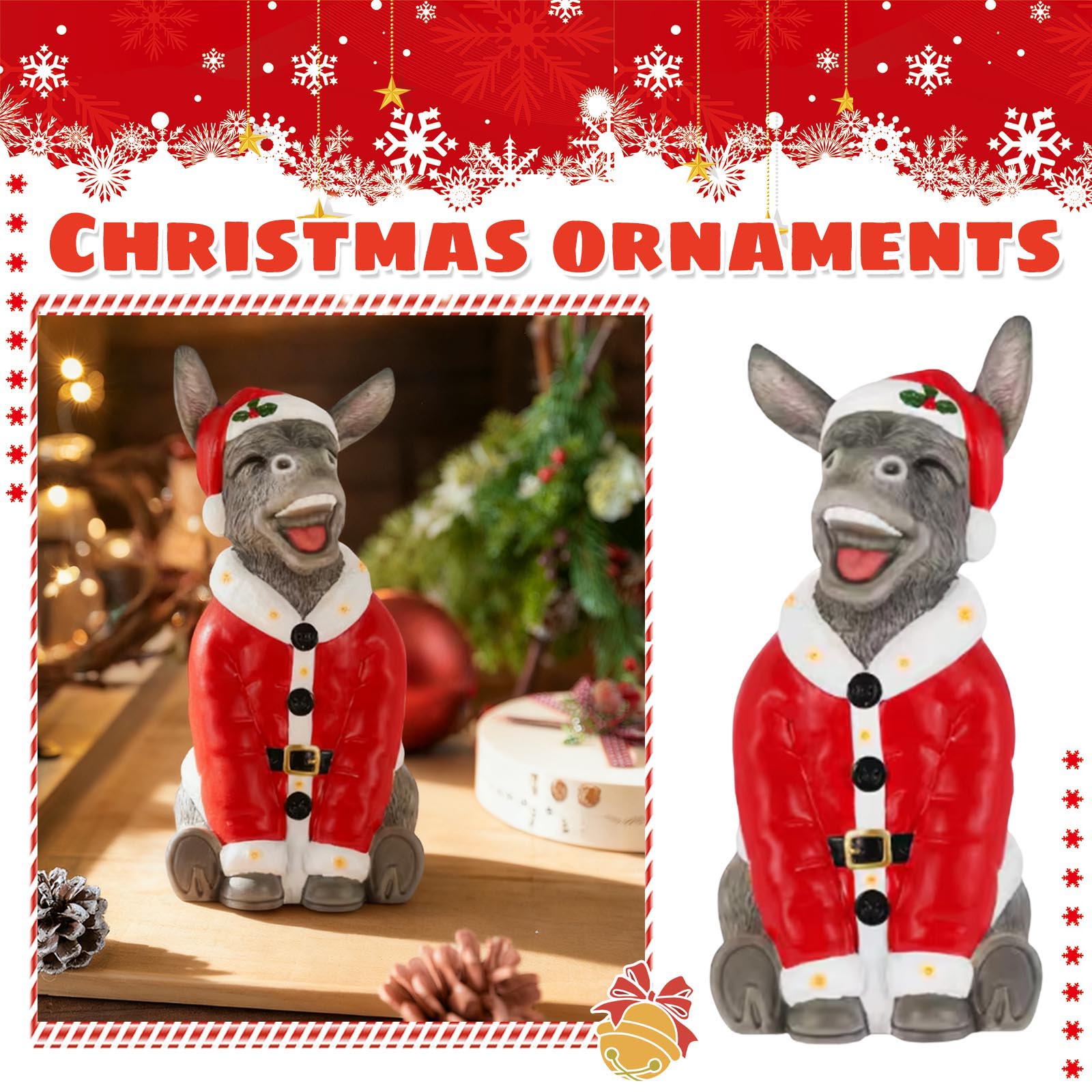 

A Resin Christmas Donkey Figurine – The Perfect Choice For Festive Cheer. One Size