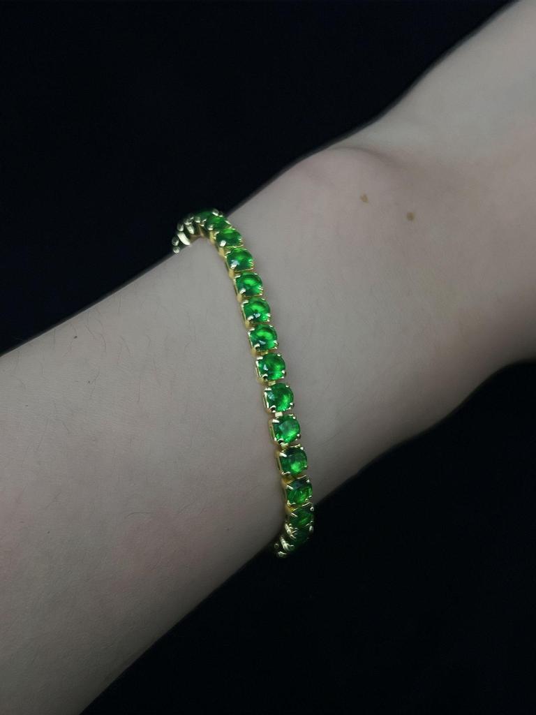 Elegant Women’s Colored Zircon Gold-Plated Tennis Bracelet