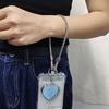 1pc Korea Silver Bone Love Heart Mirror Pendant Diagonal Lanyard Clip Style Pendant Mobile Phone Long Neck Strap Anti Loss Sling