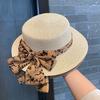 Bow Flat Top Top Hat UV Protection Versatile Casual Straw Hat Women's Summer Seaside Vacation Beach Hat