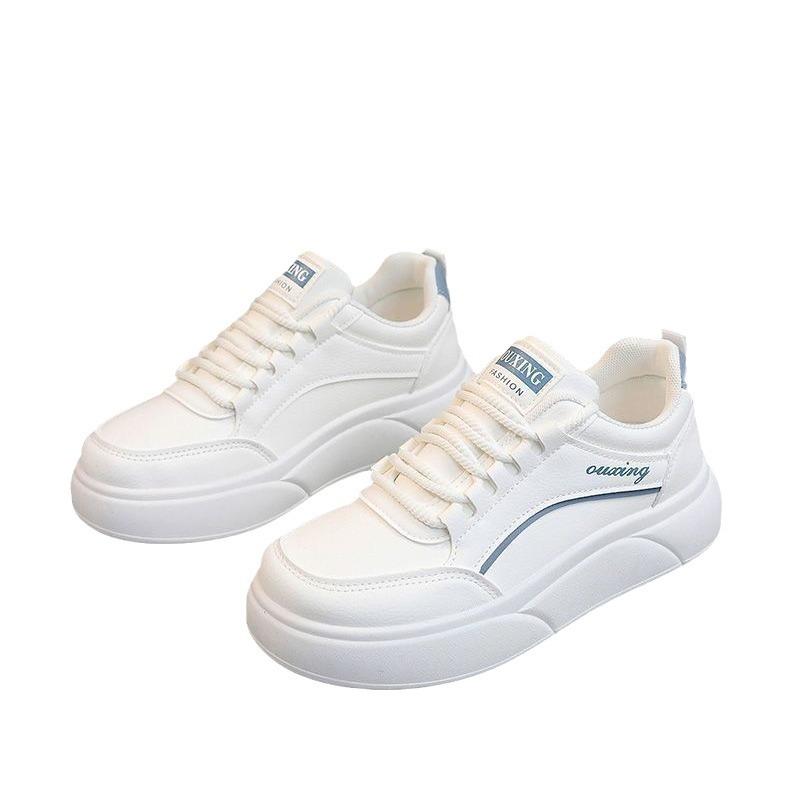 PLOVER Little White Shoes Women's Platform Versatile Sports Board Shoes 4.5CM Height Increase Simple and Comfortable Skirt Casual Running