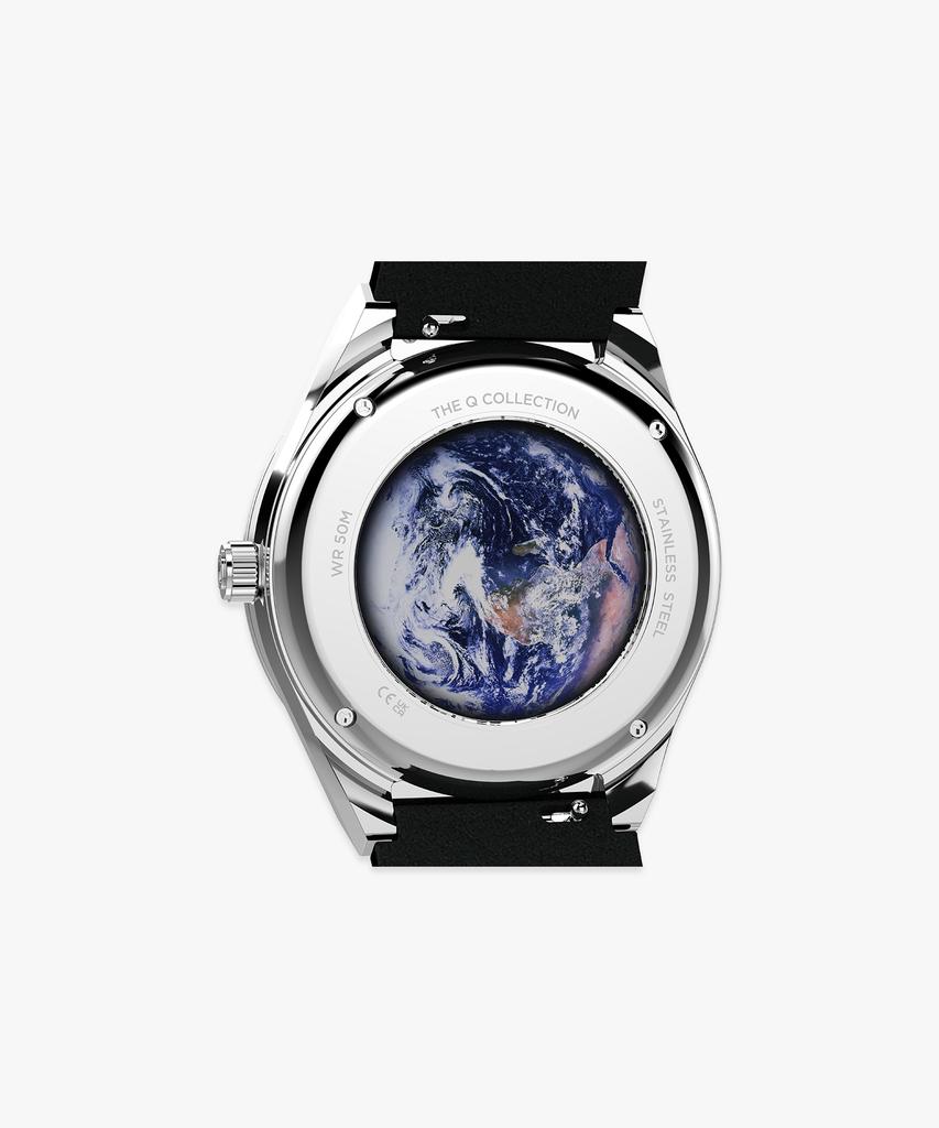 Taimaegseu X Nasa Q Timex Vintage Black Leather Watch 40Mm