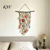Handcrafted Fabric Wall Hanging Crochet Flower Garden Hanging, Colorful Knitted Tapestry, Handmade Boho Whimsical Tapestry Farmhouse Art for