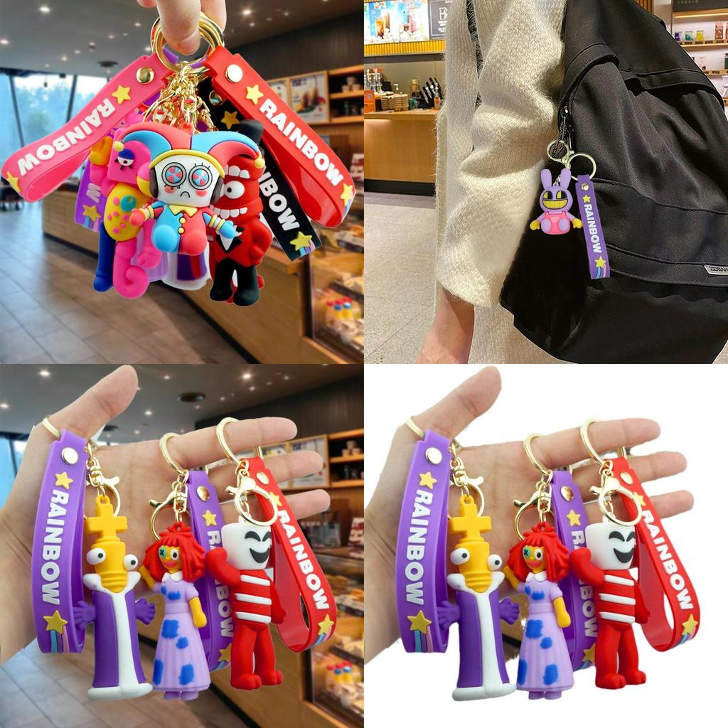 Klíčenka Magický Digitální Cirkus Barevný Kreslený Gumový Přívěsek na Tašku Roztomilé Doplňky