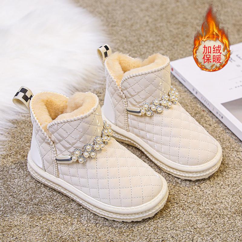 

Новые детские хлопковые сапоги с мехом и флисом, нескользящие 36