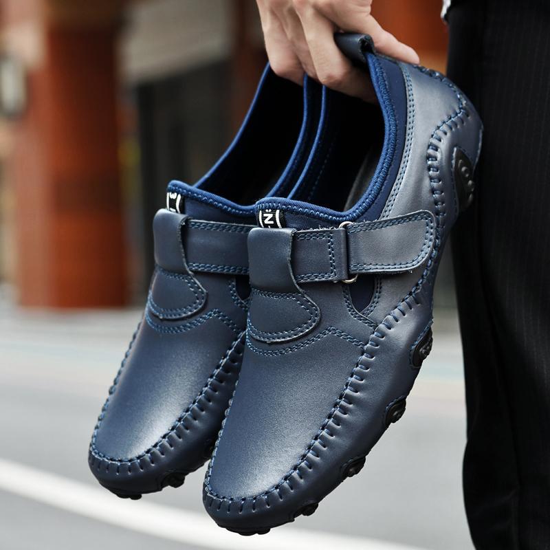 Handmade Casual Leather Shoes Men Loafers Comfortable Moccasins Men Flats Shoes Genuine Leather Men Shoes
