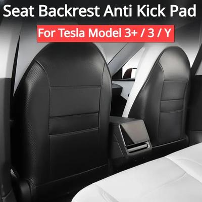 For Tesla Model 3 Y Highland Juniper 2025 Seat Kick Pad Leather Back Anti Kick Protectors Cover Mats Seatback Pad Accessories