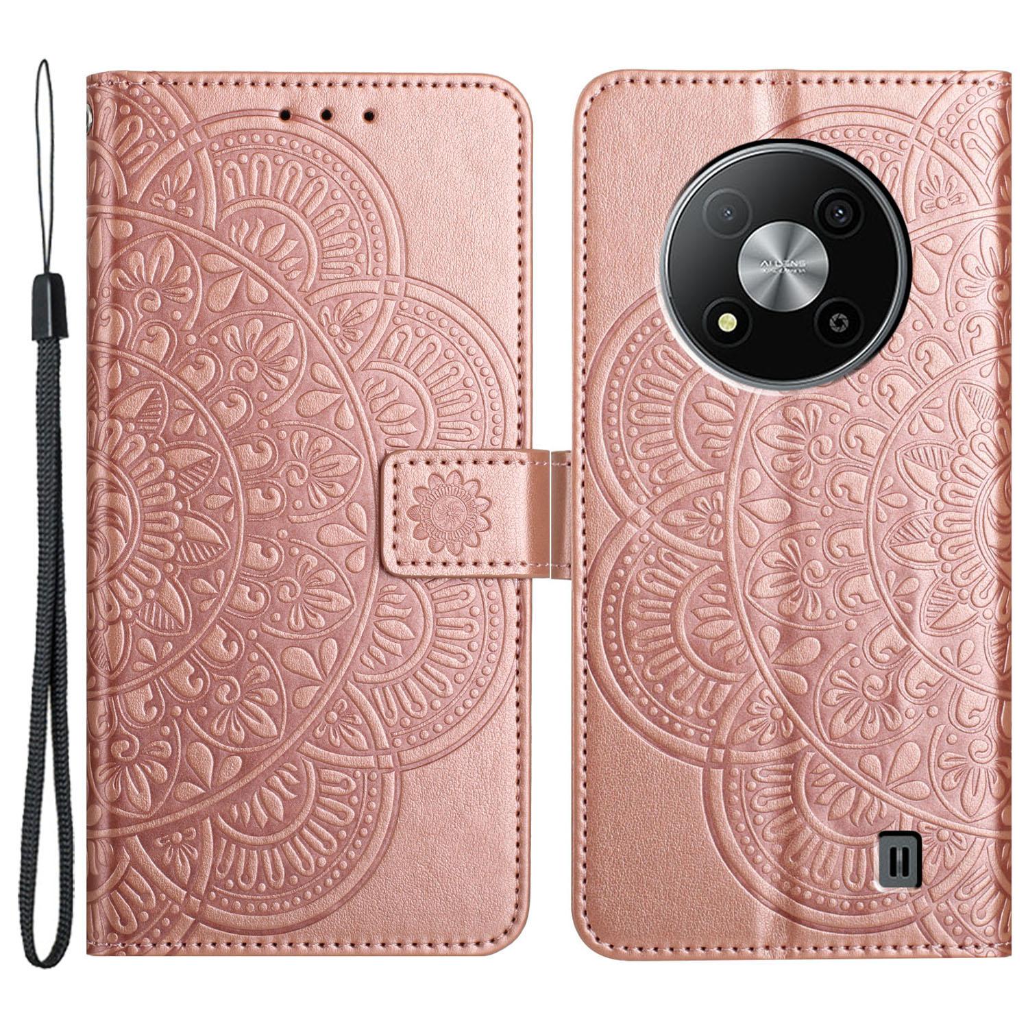 

Для ZTE Blade A73 5G кожаный чехол Mandala Flower Wallet Flip Cover Rose Gold
