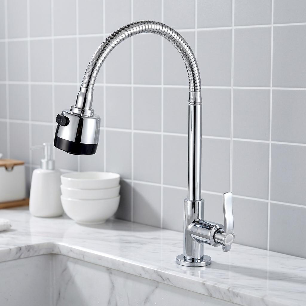 Modern Designed Kitchen Sink Faucet with a Single Handle, a New Type of Multi-functional Nozzle for Cold Water Kitchen Faucet