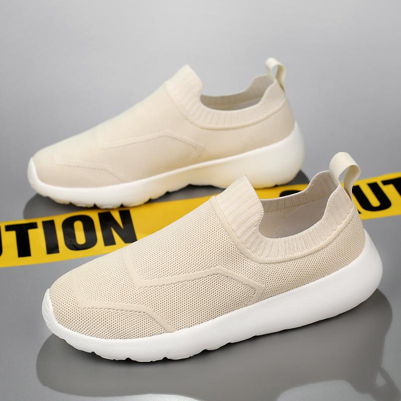 Fashion Outdoor Men Casual Canvas Shoes Lightweight Summer Mesh Shoes Breathable Slip on Flats Breathable Men Walking Shoes Soft Loafers