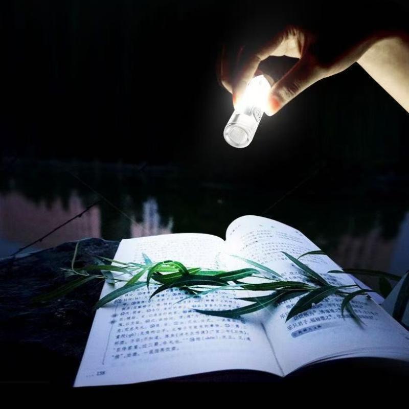 1Pc Rechargeable Mini Keychain Flashlight With 10 Modes And Magnetic Base - Ideal For Camping And Outdoor Activities