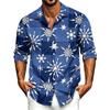 Men's Casual Long Sleeve Button Down Shirt with Christmas Print for Fall and Winter