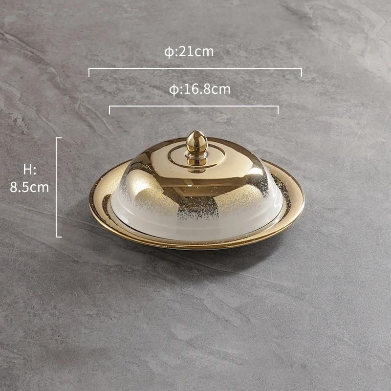 Light Luxury Restaurant Ceramic Plate Set Creative Round Abalone and Sea Cucumber Plate Delicious Dessert Household Tableware