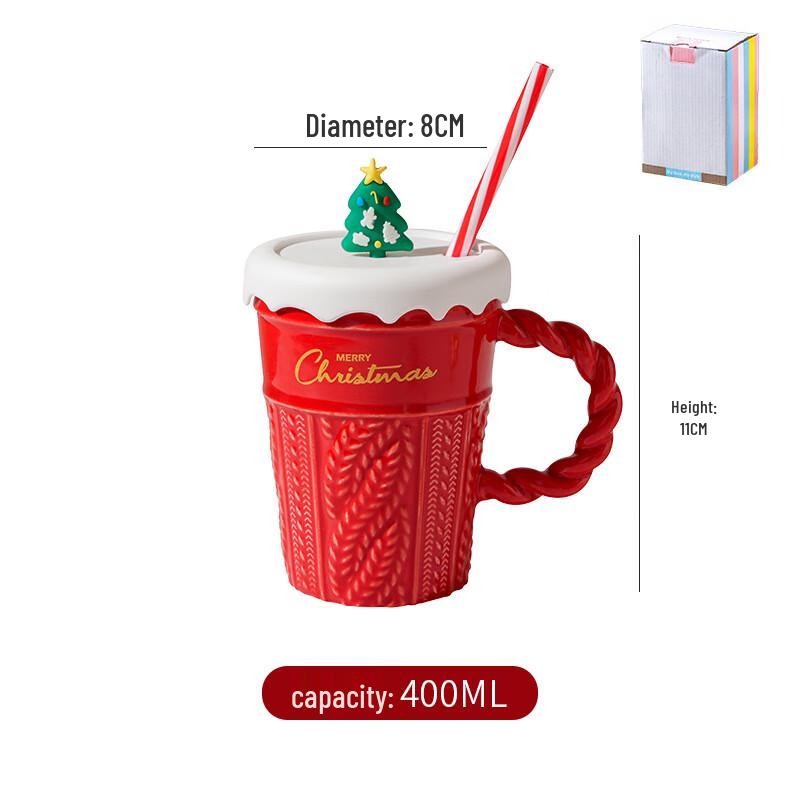 Jun 17th SW Christmas Ceramic Mug with Straw