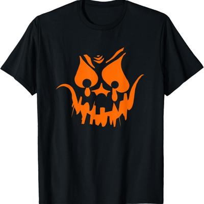 Halloween Psycho Pumpkin Jack O' Lantern Crazy Joker Design T-Shirt