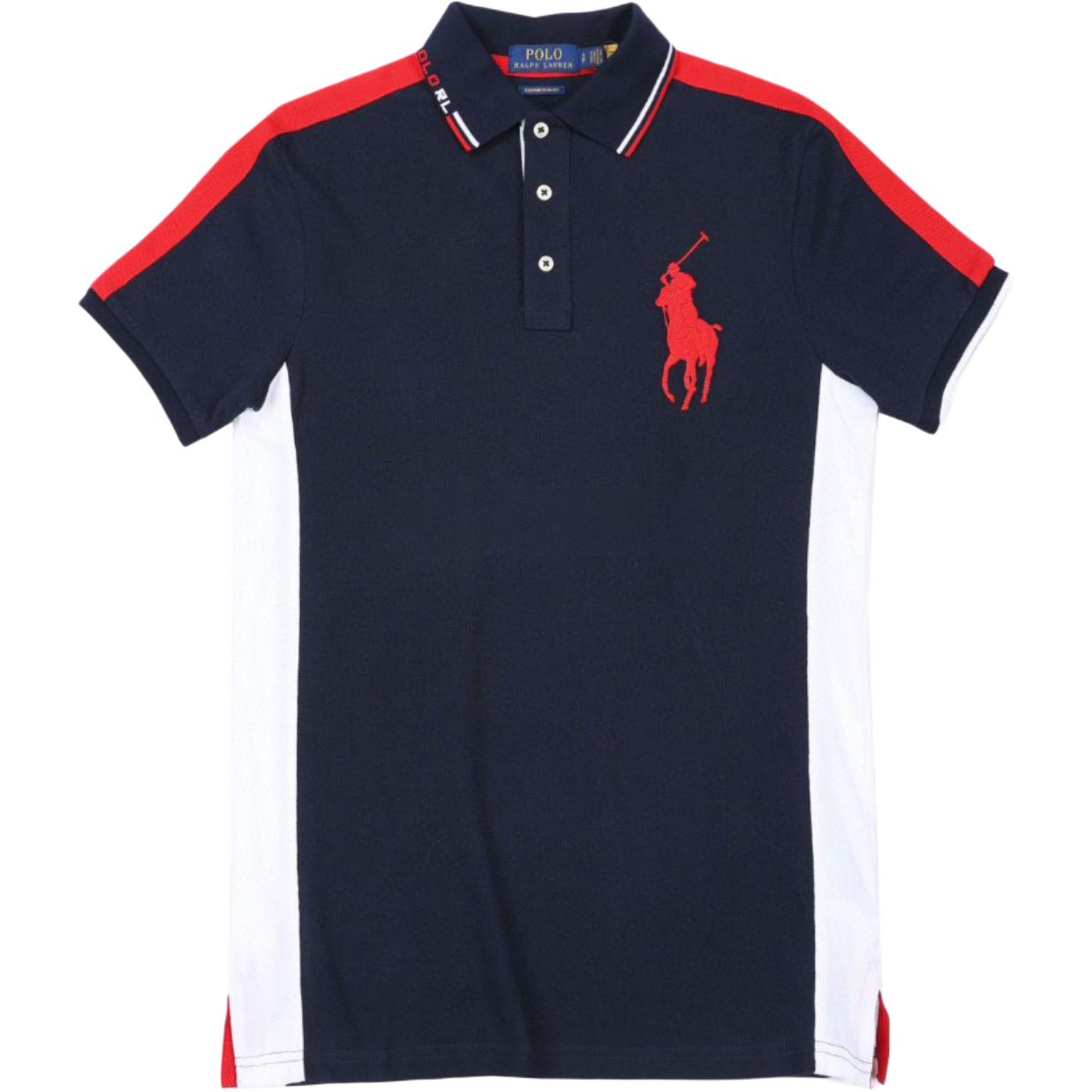 

Ralph Lauren SS25 Big Pony Color Block Big Pony Logo Embroidery Cotton Short Sleeve Polo Shirt Men 710779085-001 S