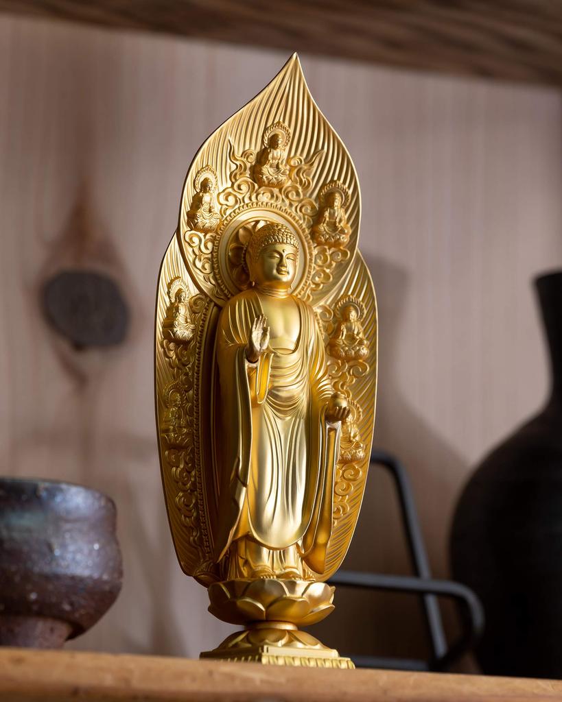 Buddha Statue Yakushi Nyorai 17cm Makita Shuun Original Takaoka Copperware (gold Plated/24k Gold) Sculptor Model "Tendai, Shingon, Rinzai"
