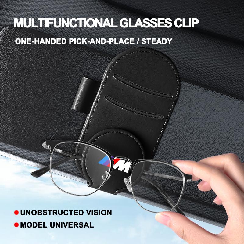 Leather M LOGO Car Glasses Clip Sun Visor Multi-function Sunglasses Clip For BMW M Performance M3 M5 M6 F20 F10 F13 X7 X3 X4 X5 X6 3 4 5 6 7 Series