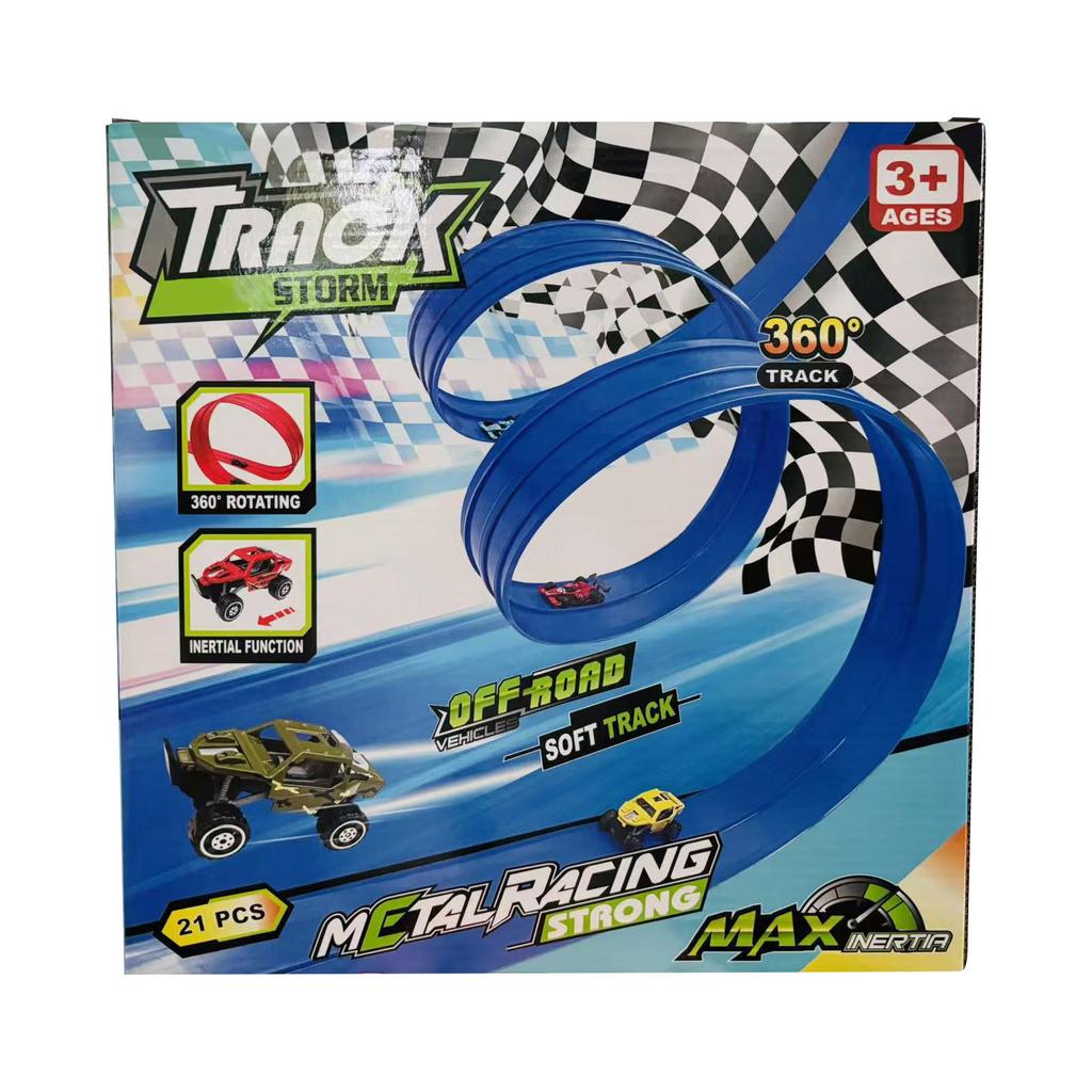 DIY Assembled Soft Track Racing Car With And Pullback Mechanism - Children's Toy