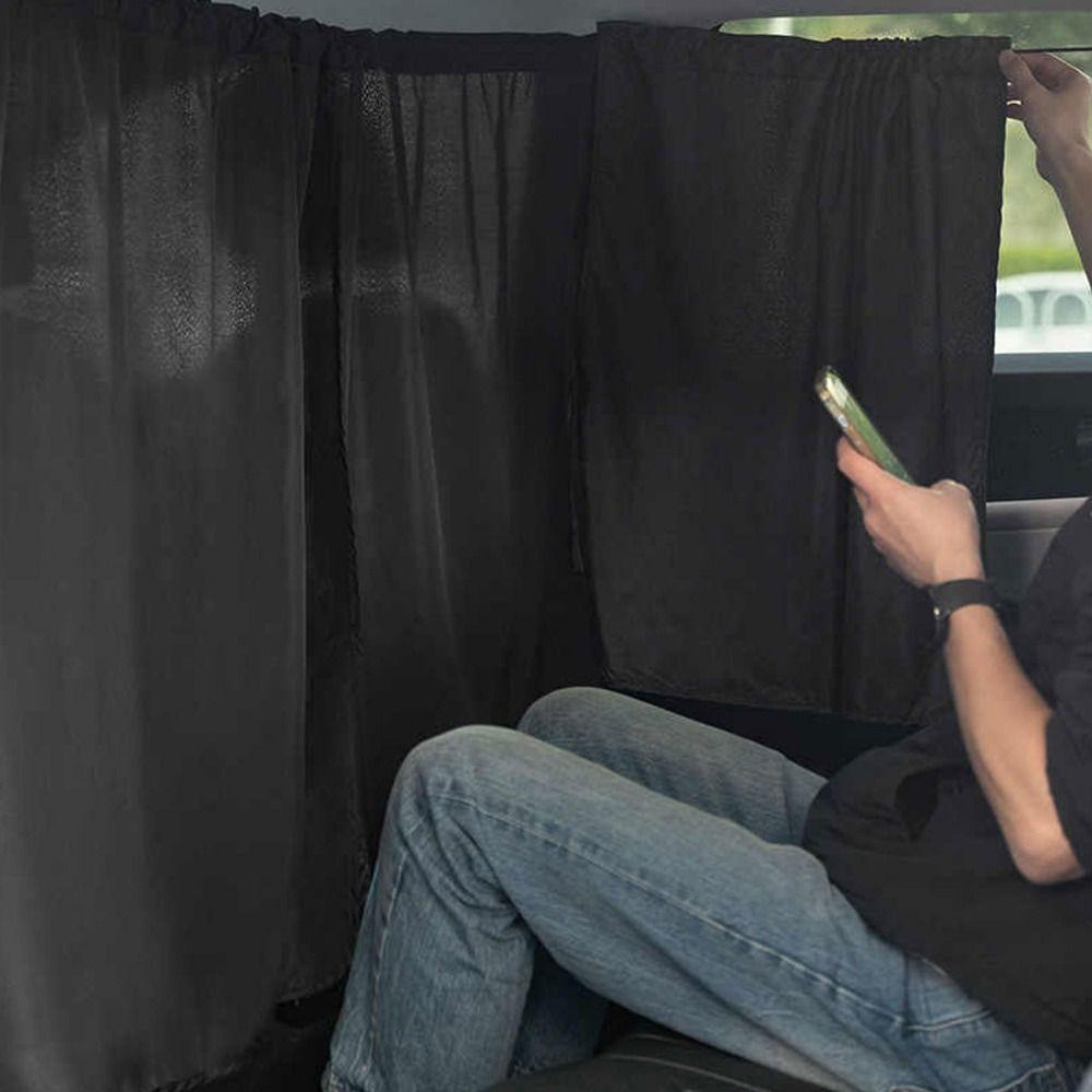 2/4Pcs Retractable Car Privacy Partition Curtain Black Seat Divider Curtain Rear Seat