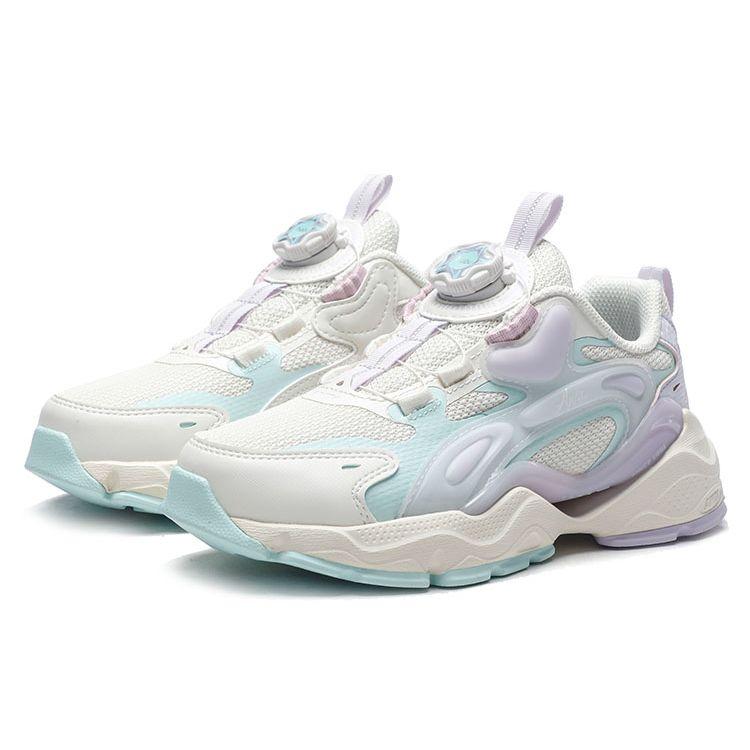 Anta Lifestyle Series Durable Breathable Low-Top Sports Casual Shoes Kids Sneakers White Purple Blue 322318809-5