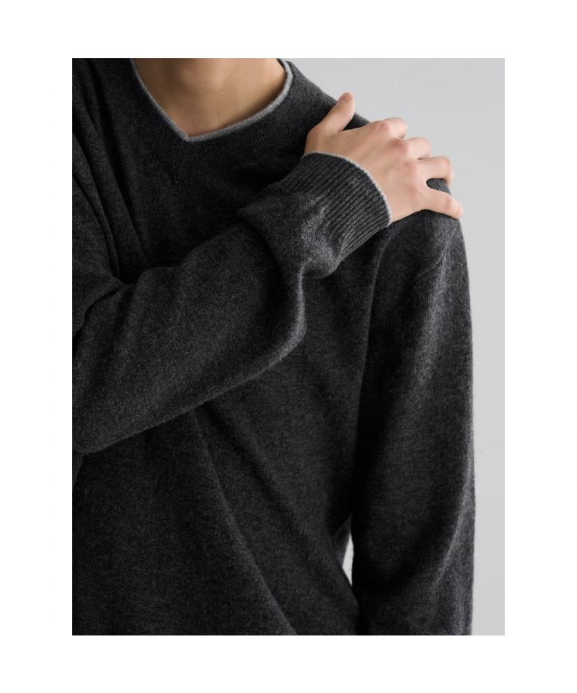 8seconds Double Rib V-Neck Pullover Gray