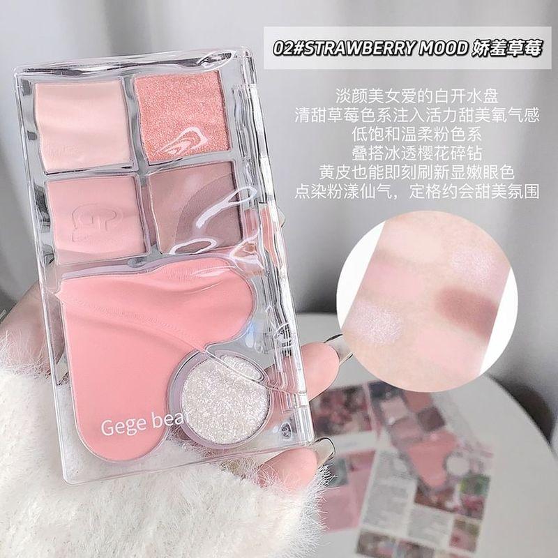 Gege Bear - Lidschattenpalette mit 6 Farben - #02 Erdbeer-Stimmung