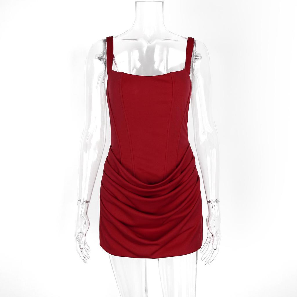 Women's European & American Sexy Fishbone Slim Fit Backless Spaghetti Strap Dress - Hot Girl & Mature Style
