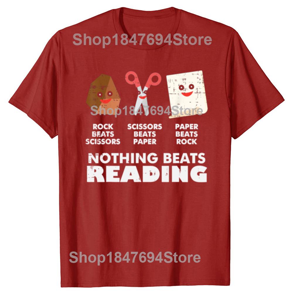 Funny Nothing Beats Reading Book Librarian100% Cotton T-shirts Men Fashion Casual Tshirt Loose Oversized Streetwear T Shirt