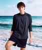 Leijibi [Set] Essential Loose Fit Long Sleeve Zip-Up Rash Guard + Swimsuit Shorts Set W (6 Colors) (B Type)