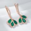 Green Crystal Flower Drop Earrings For Women Luxury  Rose Gold Color Natural Zircon Accessories Vintage Jewelry
