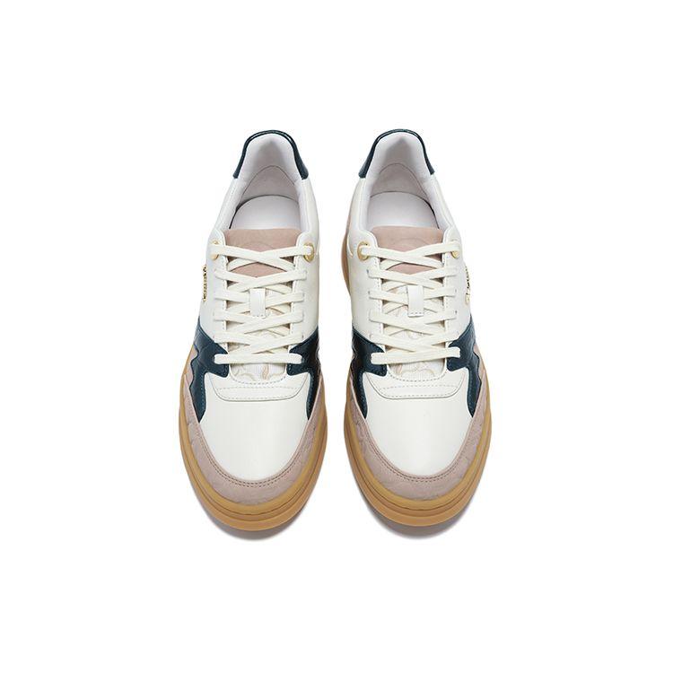 Li-Ning 1990 Classic Series Retro Color Block Sports Casual Low-Top Skate Shoes Women Sneaker White Brown Green ALHT028-2